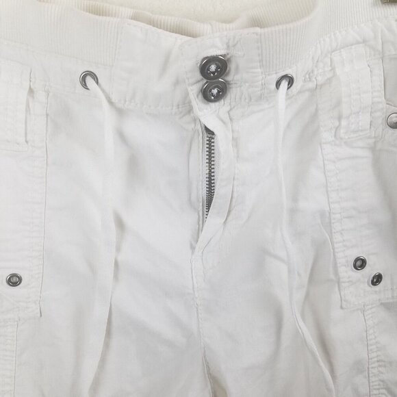 Khakis & Co Women's‎ 12 Shorts white cotton pockets rivets drawstring waist/leg - Picture 3 of 16